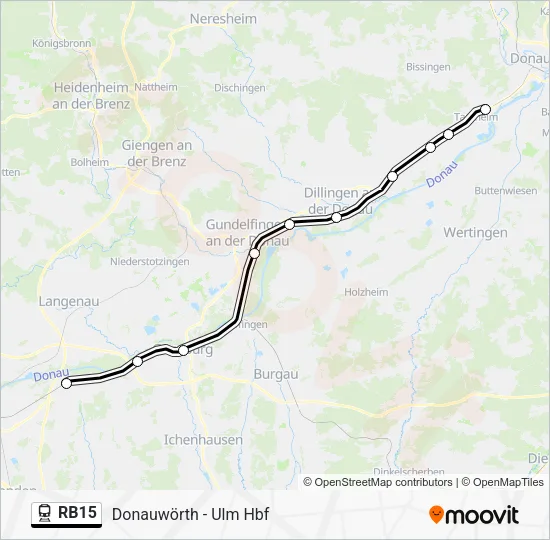 Поезд RB15: карта маршрута