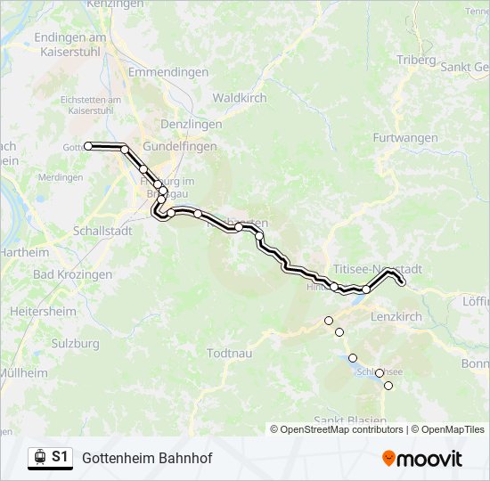 Straßenbahnlinie S1 Karte