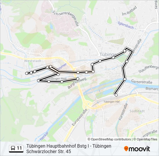 Автобус 11: карта маршрута