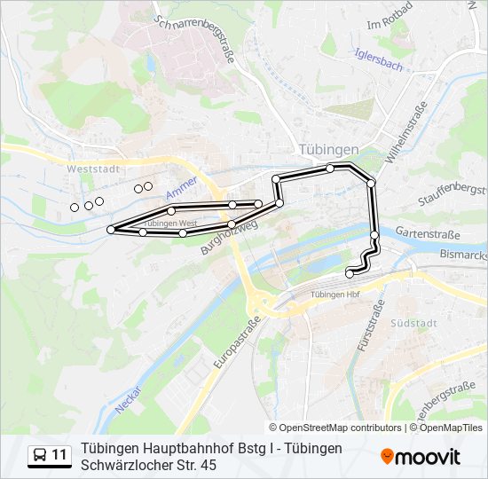 Автобус 11: карта маршрута