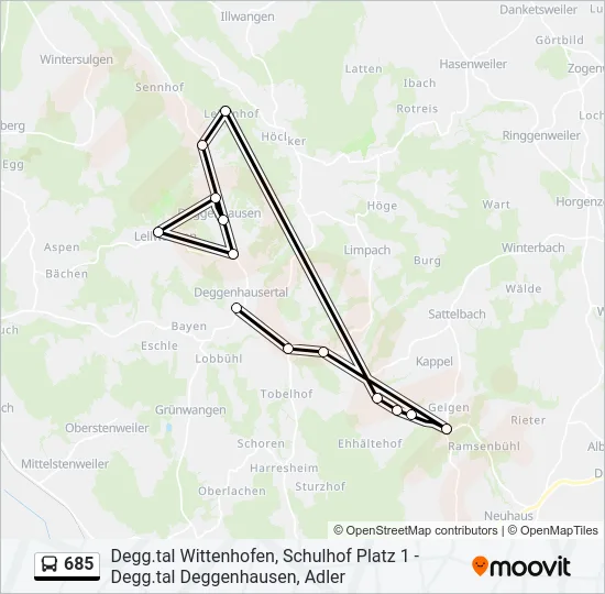 685 Bus Line Map