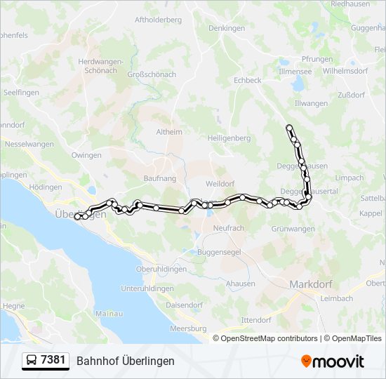 Автобус 7381: карта маршрута