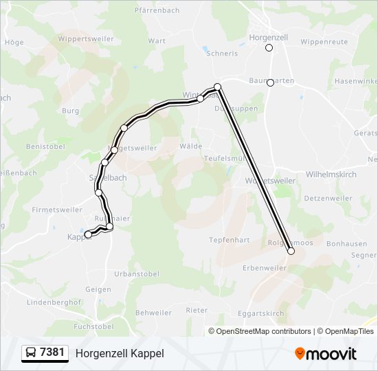 Автобус 7381: карта маршрута