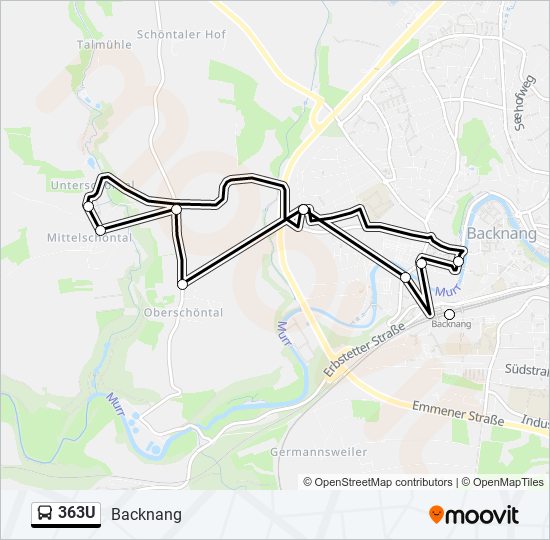 Автобус 363U: карта маршрута
