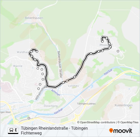 Автобус E: карта маршрута