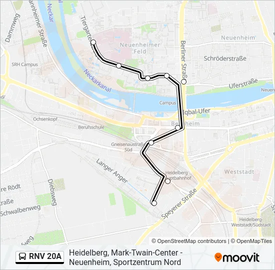 RNV 20A Bus Line Map