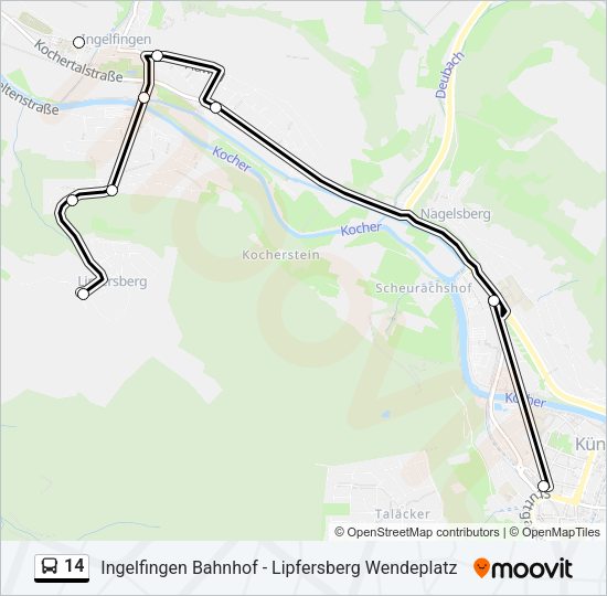 14 Bus Line Map