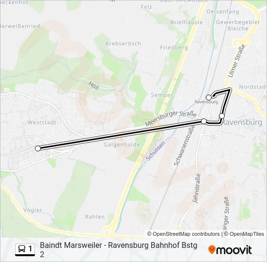 1 Bus Line Map