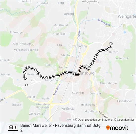 1 Bus Line Map
