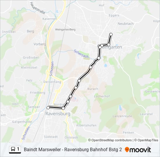 Buslinie 1 Karte