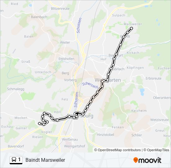 1 bus Line Map