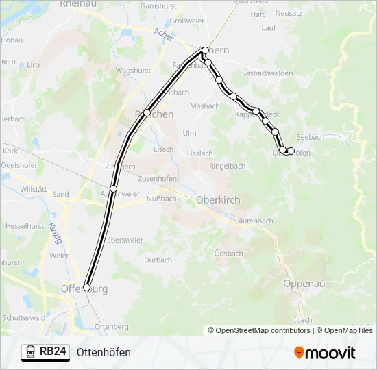 Поезд RB24: карта маршрута