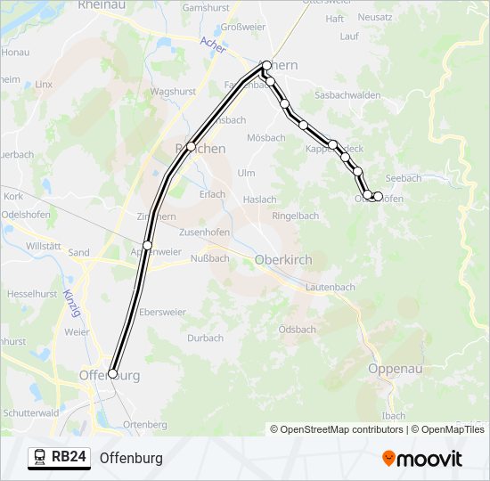 Поезд RB24: карта маршрута