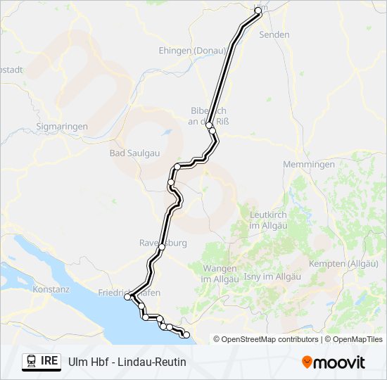 Поезд IRE: карта маршрута