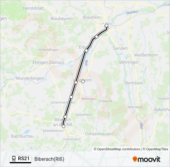 Поезд RS21: карта маршрута