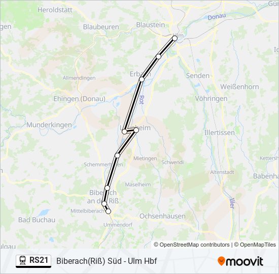 Поезд RS21: карта маршрута