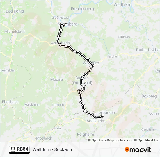 Поезд RB84: карта маршрута