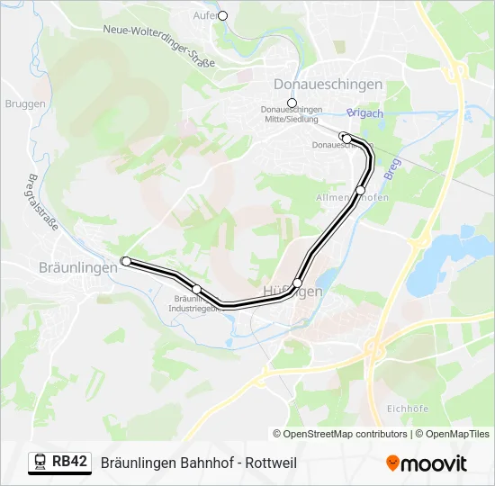 Поезд RB42: карта маршрута