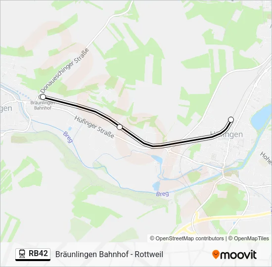 Поезд RB42: карта маршрута