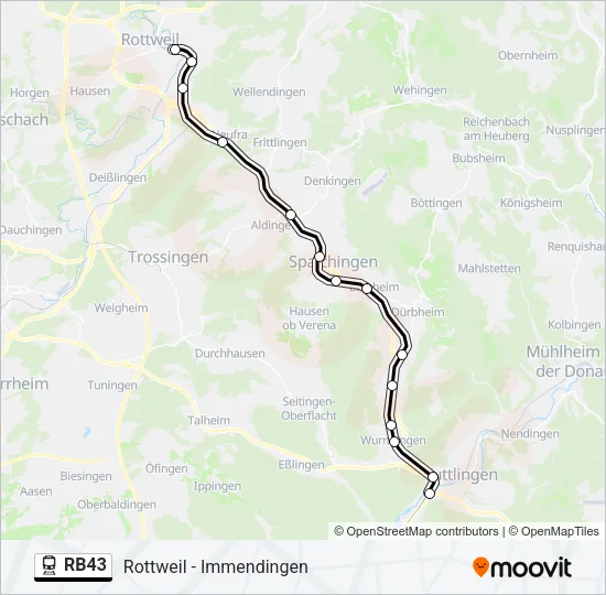 Bahnlinie RB43 Karte