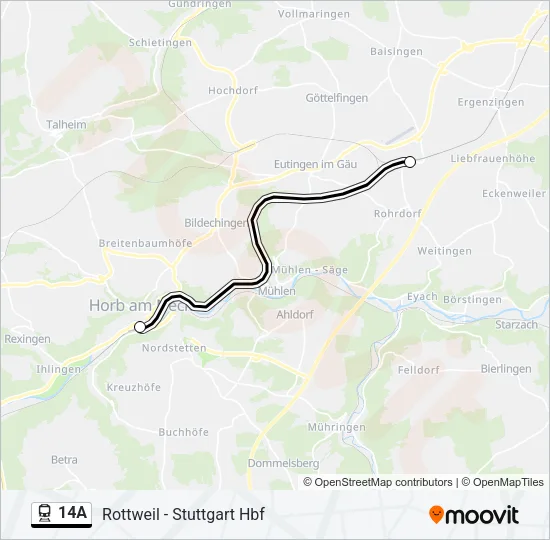Bahnlinie 14A Karte