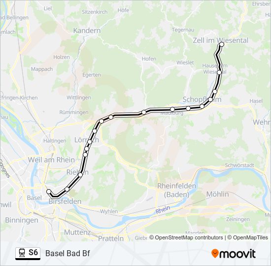 Bahnlinie S6 Karte