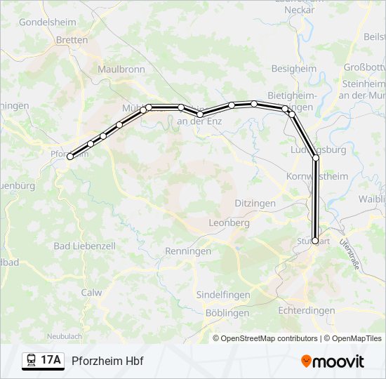 Поезд 17A: карта маршрута