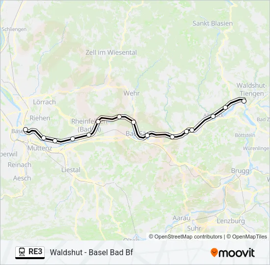 RE3 Train Line Map