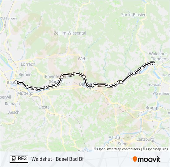 RE3 Train Line Map
