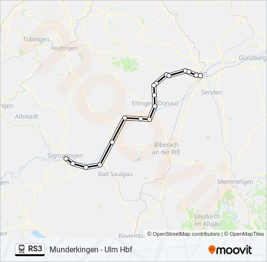 Поезд RS3: карта маршрута