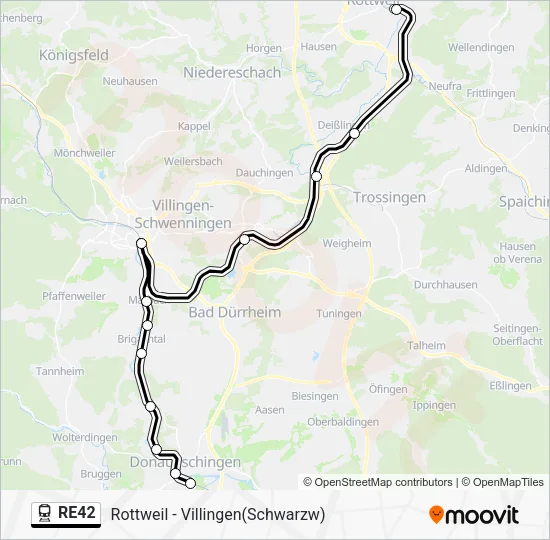 Поезд RE42: карта маршрута