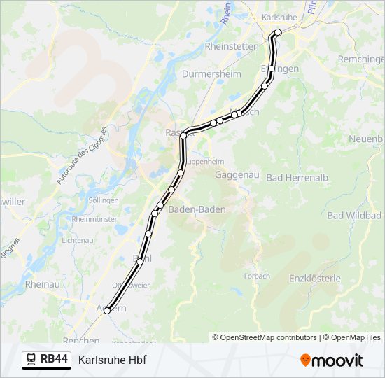 Поезд RB44: карта маршрута