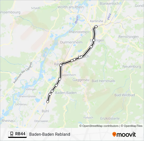 Поезд RB44: карта маршрута