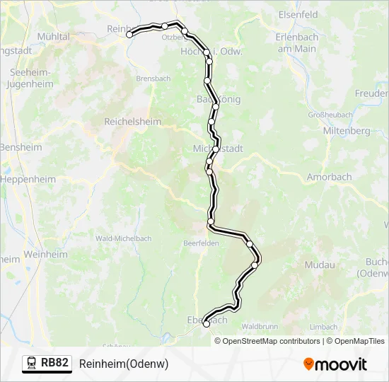 Поезд RB82: карта маршрута