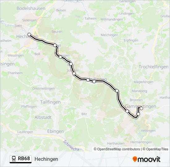 Bahnlinie RB68 Karte