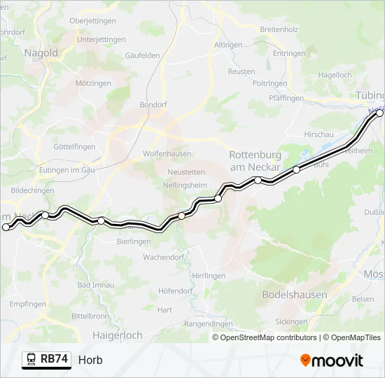 Bahnlinie RB74 Karte