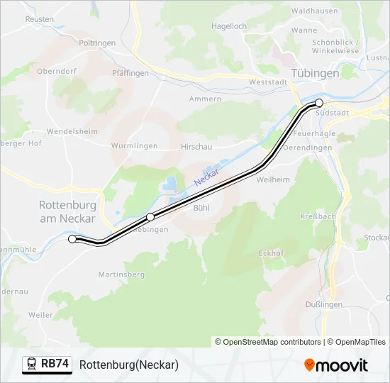 Bahnlinie RB74 Karte