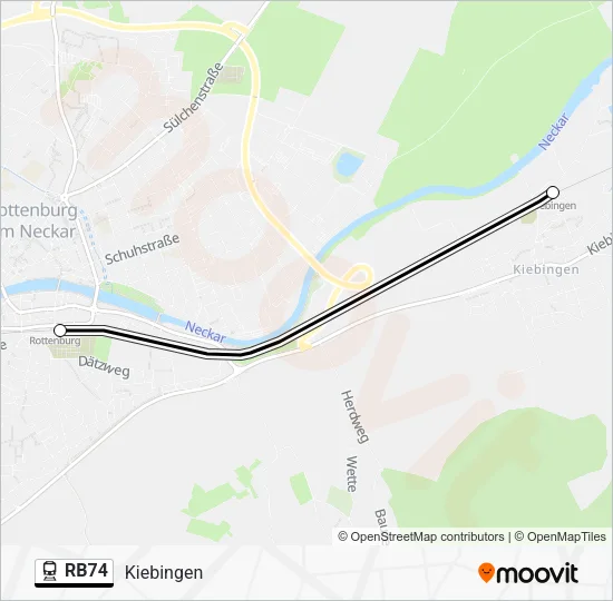 Поезд RB74: карта маршрута