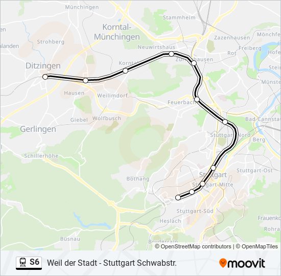 Поезд S6: карта маршрута