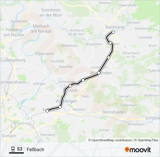 Bahnlinie S3 Karte