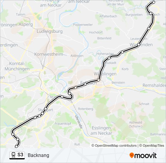 Поезд S3: карта маршрута