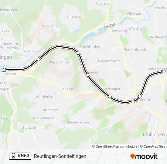 Поезд RB63: карта маршрута