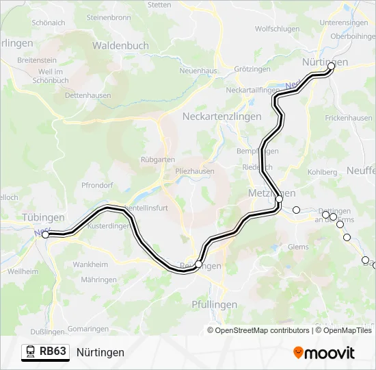 Поезд RB63: карта маршрута