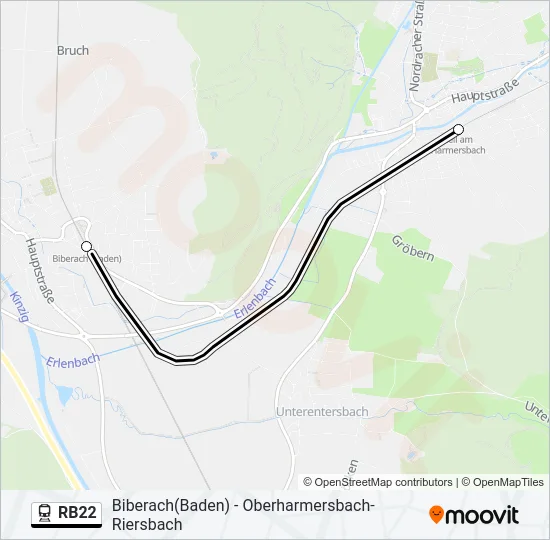 Поезд RB22: карта маршрута