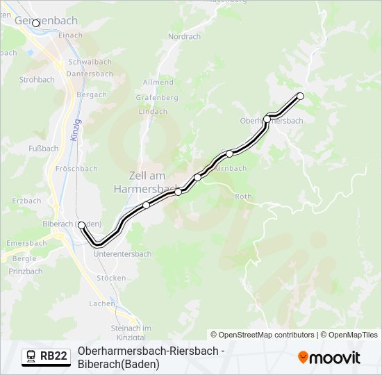 Bahnlinie RB22 Karte