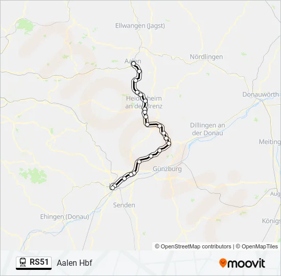 Поезд RS51: карта маршрута