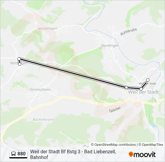 880 Bus Line Map