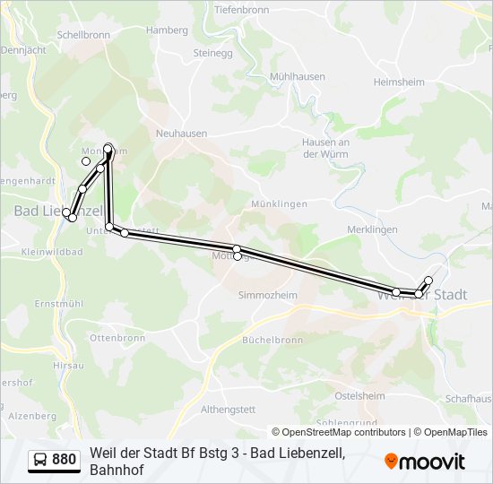 880 bus Line Map