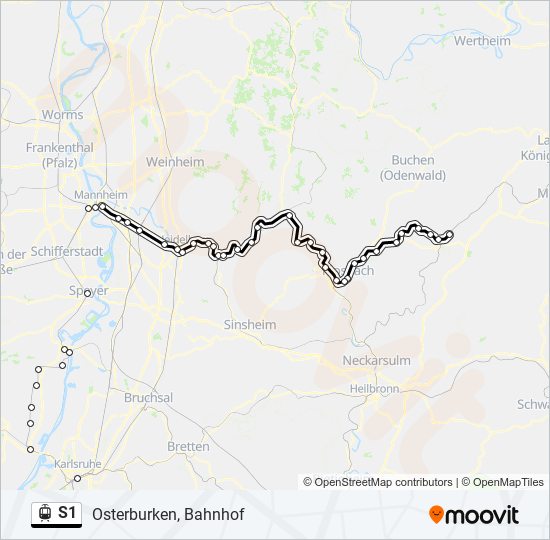 Straßenbahnlinie S1 Karte