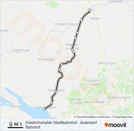 Поезд RE 5: карта маршрута